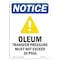Signmission OSHA Notice, 7" Height, NOTICE Oleum Transfer Sign With Symbol, 7" X 5", Portrait OS-NS-D-57-V-16287 - alternate 1